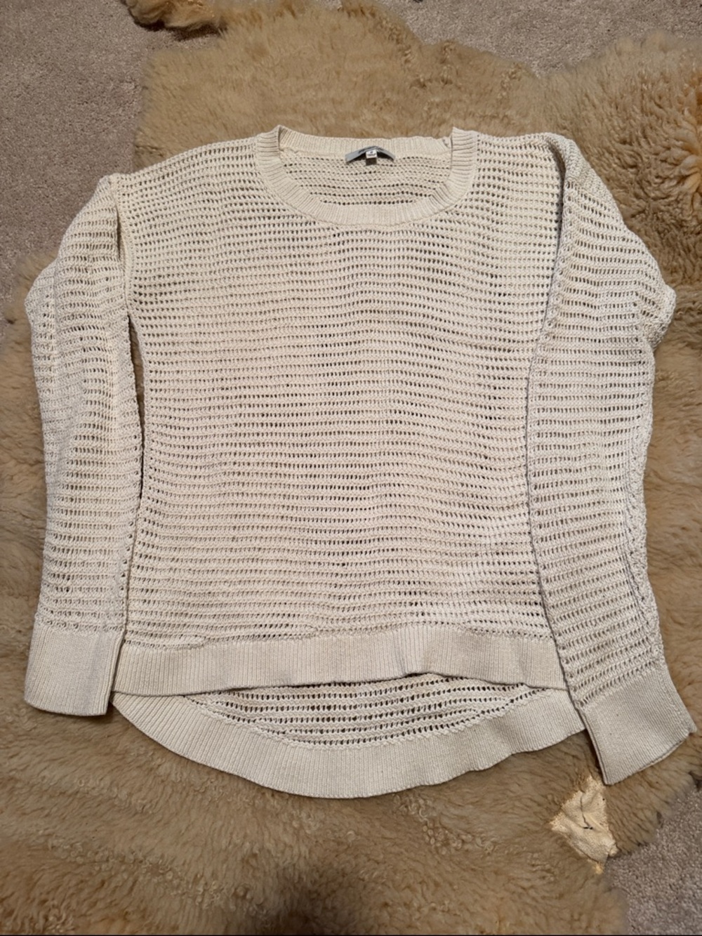 Madewell Cream Open-Knit Crewneck Sweater